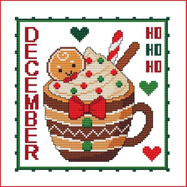 "A Year of MUGS - December" | Cross Stitch Pattern