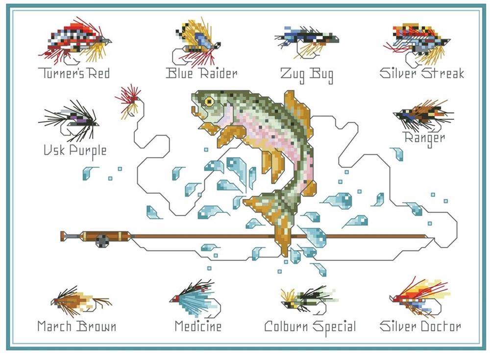 "Fly Fishing" Cross Stitch Pattern
