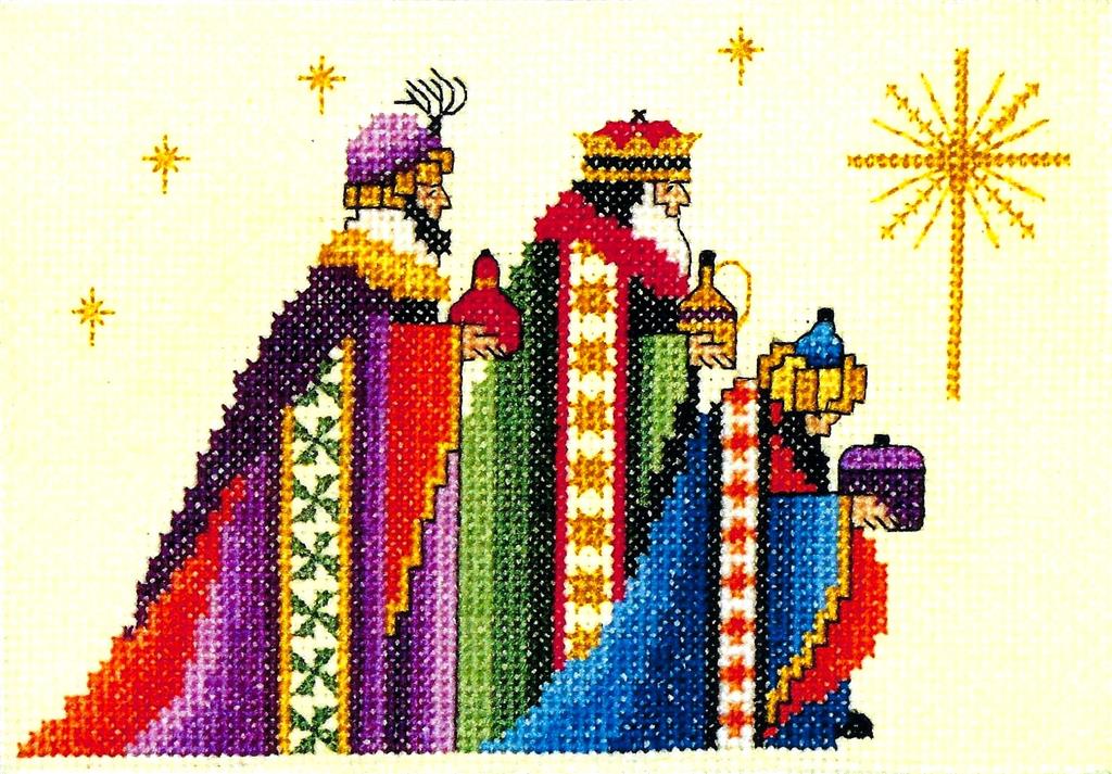 We Three Kings Completed Cross Stitch Christmas Stocking: Handcrafted  Elegance