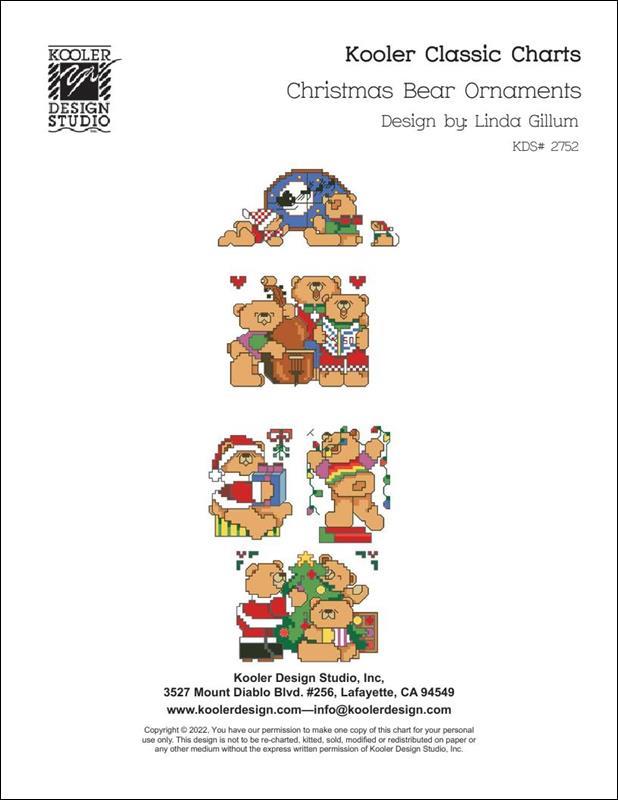 "Christmas Bear Ornaments" Cross Stitch Pattern