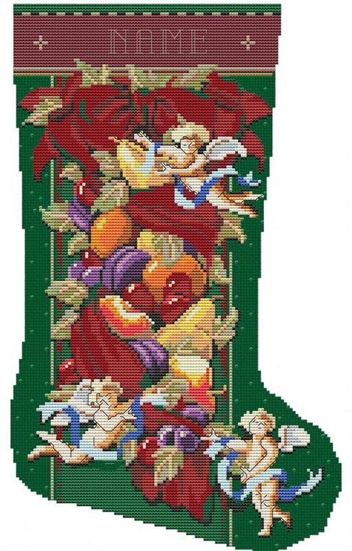 "Christmas Elegance Stocking" Cross Stitch Pattern