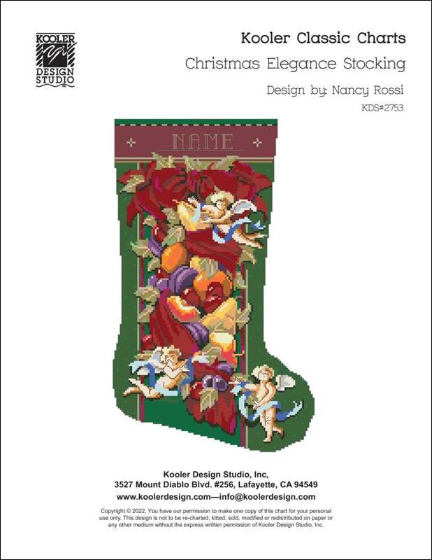 "Christmas Elegance Stocking" Cross Stitch Pattern
