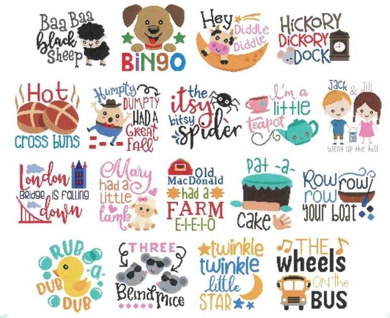 "Nursery Rhymes Combo" | Cross Stitch Pattern