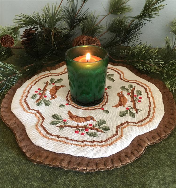 "Little Candle Mats Wrens" Cross Stitch Pattern
