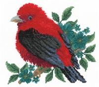 Scarlet Tanager Cross Stitch Pattern Audubon bird tanager counted cross stitch chart graph pattern