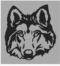 Wolf Face Silhouette Cross Stitch Pattern