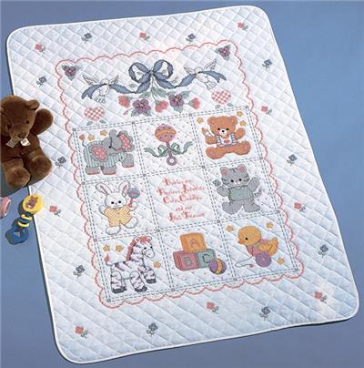 Stamped Embroidery Baby Quilt Kit