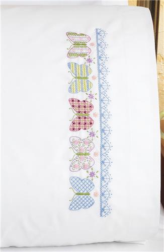Butterfly Pillowcase Stamped Kit Stamped Cross Stitch