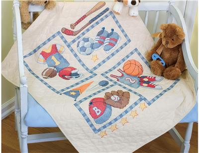 Baby Hugs Little Sports Quilt Kit (stamped cross stitch kit)