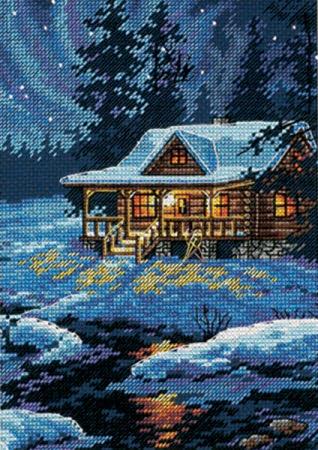 Lot of 2 Counted Cross Stitch Kits MOONLIT CABIN~MORNING LAKE Dimensions Lot of 2 Counted Cross Stitch Kits MOONLIT CABIN~MORNING LAKE Dimensions