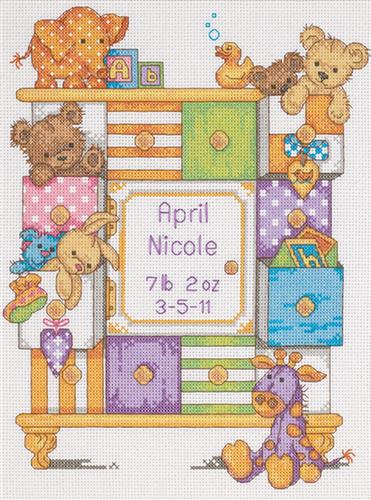 Nia Newborn New Baby Girl Counted Cross Stitch Kit 14 Count Antique White Aida 