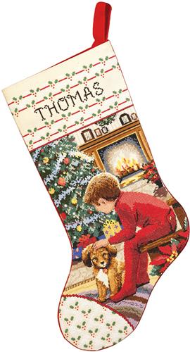 Janlynn Counted Cross Stitch Stocking Kit 18 Long-Waiting for Santa (14 Count)