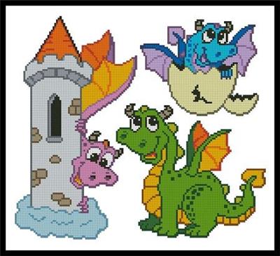 Cute Dragon Set By Artecy Cross Stitch