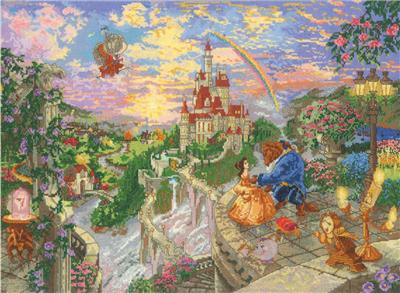 Thomas kinkadeディズニー クロスステッチ 完成品美女と野獣 Beauty and the Beast (cross stitch kit)