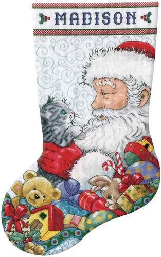 Santa & Kitten Stocking (cross stitch kit)