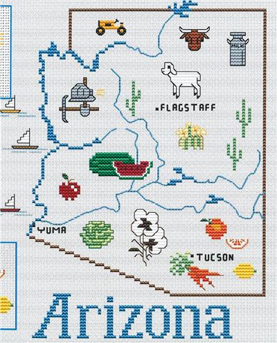 Arizona Map By Sue Hillis Designs