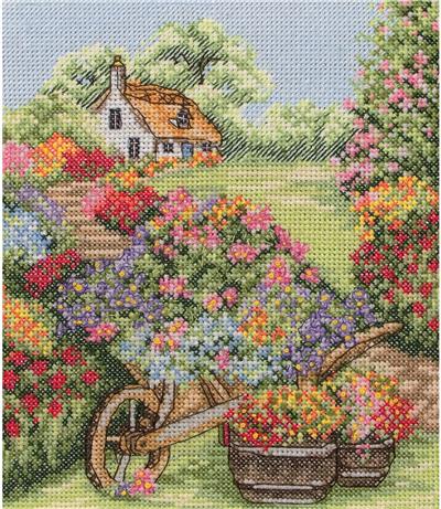 "Floral Wheelbarrow" | Cross Stitch Kit