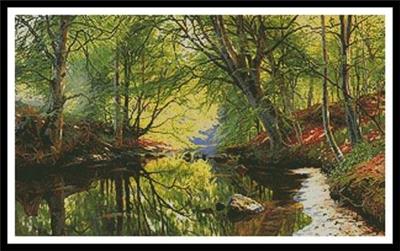 Forest Stream Painting Cross Stitch Pattern