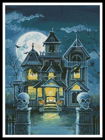 The Treehouse Haunted house Halloween-Cross Stitch Pattern 