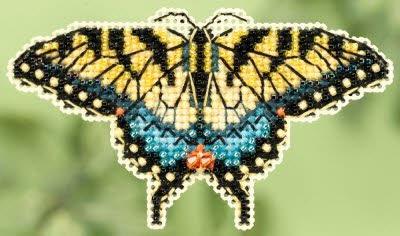 MILL HILL Black Swallowtail Butterfly Beaded Counted Cross Stitch