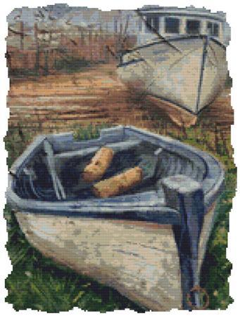 Beachside Boats Cross Stitch Pattern