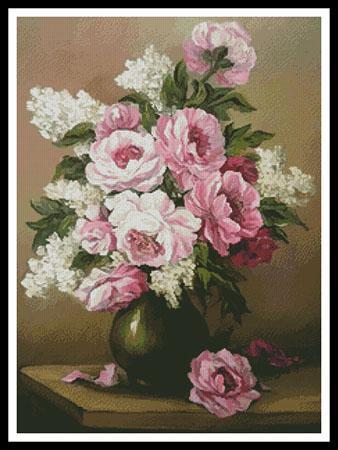 Peony And Lilac Cross Stitch Pattern