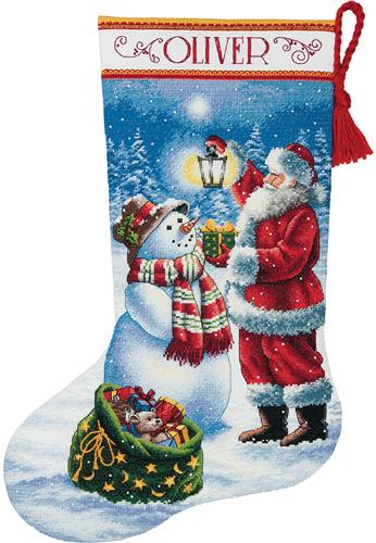 Santa & Sleigh Stocking Counted Cross Stitch Kit 17 Long 14 Count