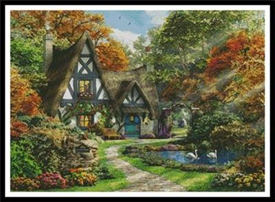 CROSS STITCH CHART AUTUMN COTTAGE