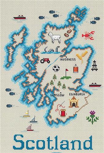 Scotland Map Cross Stitch Pattern