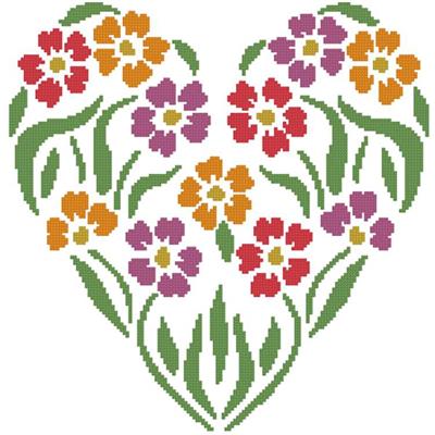 Flower Heart 2  Cross Stitch Pattern