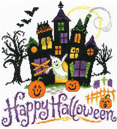Halloween-- Cross Stitch Pattern Spooky Haunted House Halloween-- Cross Stitch Pattern Spooky Haunted House