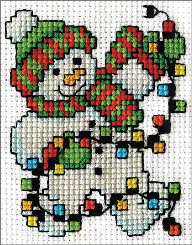  Snowman Lights Mini Counted Cross Stitch Kit 