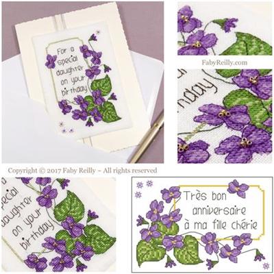 Violet Card Cross Stitch Pattern
