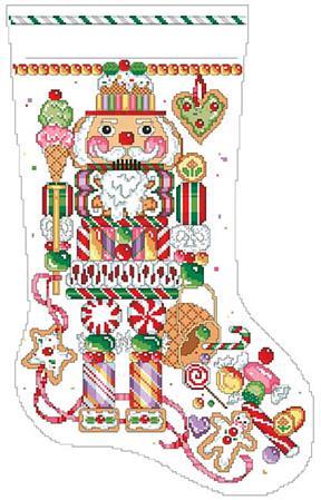 Candy Nutcracker Christmas Stocking - Cross Stitch Pattern