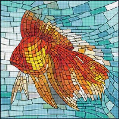 Stained Glass Goldfish Cross Stitch Pattern