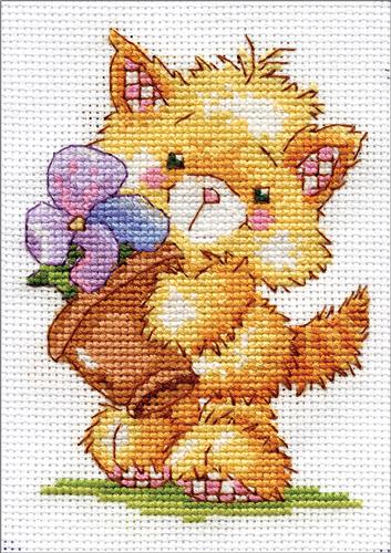 Design Works Counted Cross Stitch Kit Meowy Lisa 8/" X 10/" NEW 14 CT