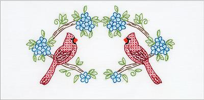 Cardinal Lace Edge White Pillowcases Cross Stitch Kit
