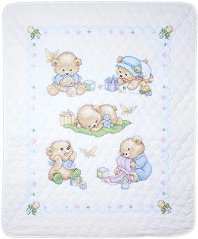 Eeyore and Butterflies Baby Quilt Stamped Cross Stitch Kit