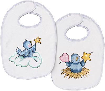 stamped baby bibs to embroider