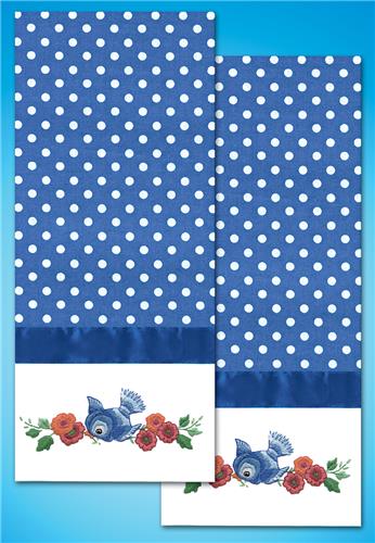 Bluebird Stamped For Embroidery Kitchen Towels 2 Pkg