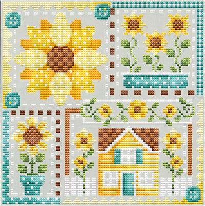 Sunflower Patchwork Cross Stitch Pattern