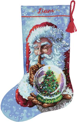 Candy Cane Santa Cross-Stitch Christmas Stocking Kit