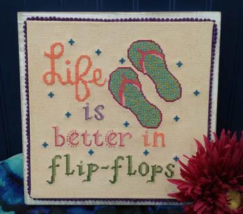 Life Is Better In Flip Flops-Citation Cross Stitch Kit-Emma Louise Art Stitch
