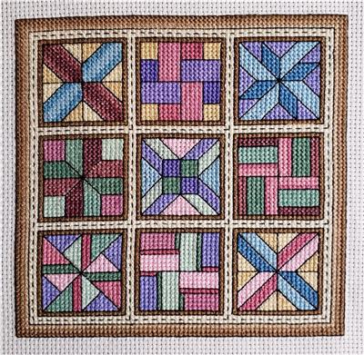 Counted cross-stitch patchwork design