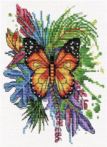Kit De Point De Croix Papillons Colorés - Toile 14ct, Tout Inclus - Neuf, Loisir Créatif