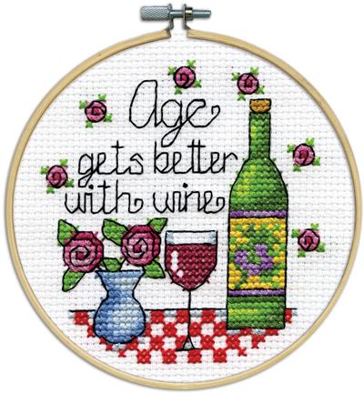 Stamped Cross Stitch Kits for Adults Beginner-Idyllic Wine Table