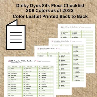 Embroidery Floss Checklist Dinky Dyes Silk Floss 308 Colors as of 